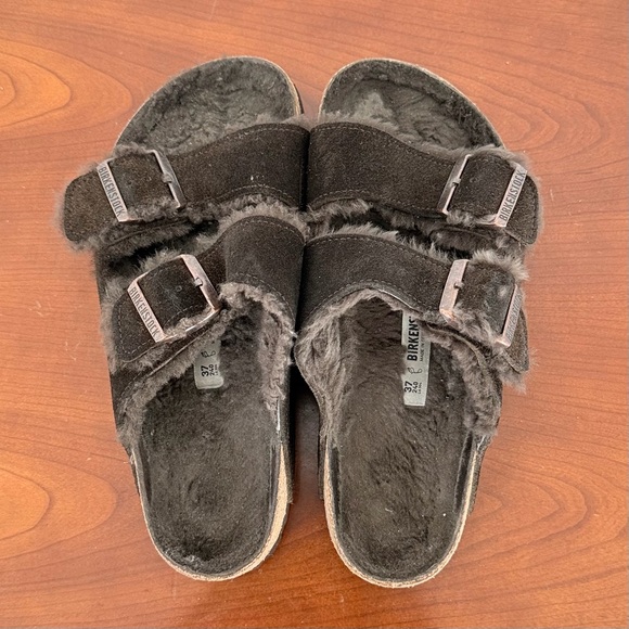 Birkenstock Arizona Shearling Lined Leather Strap Sandals | EU 37 - Picture 3 of 8